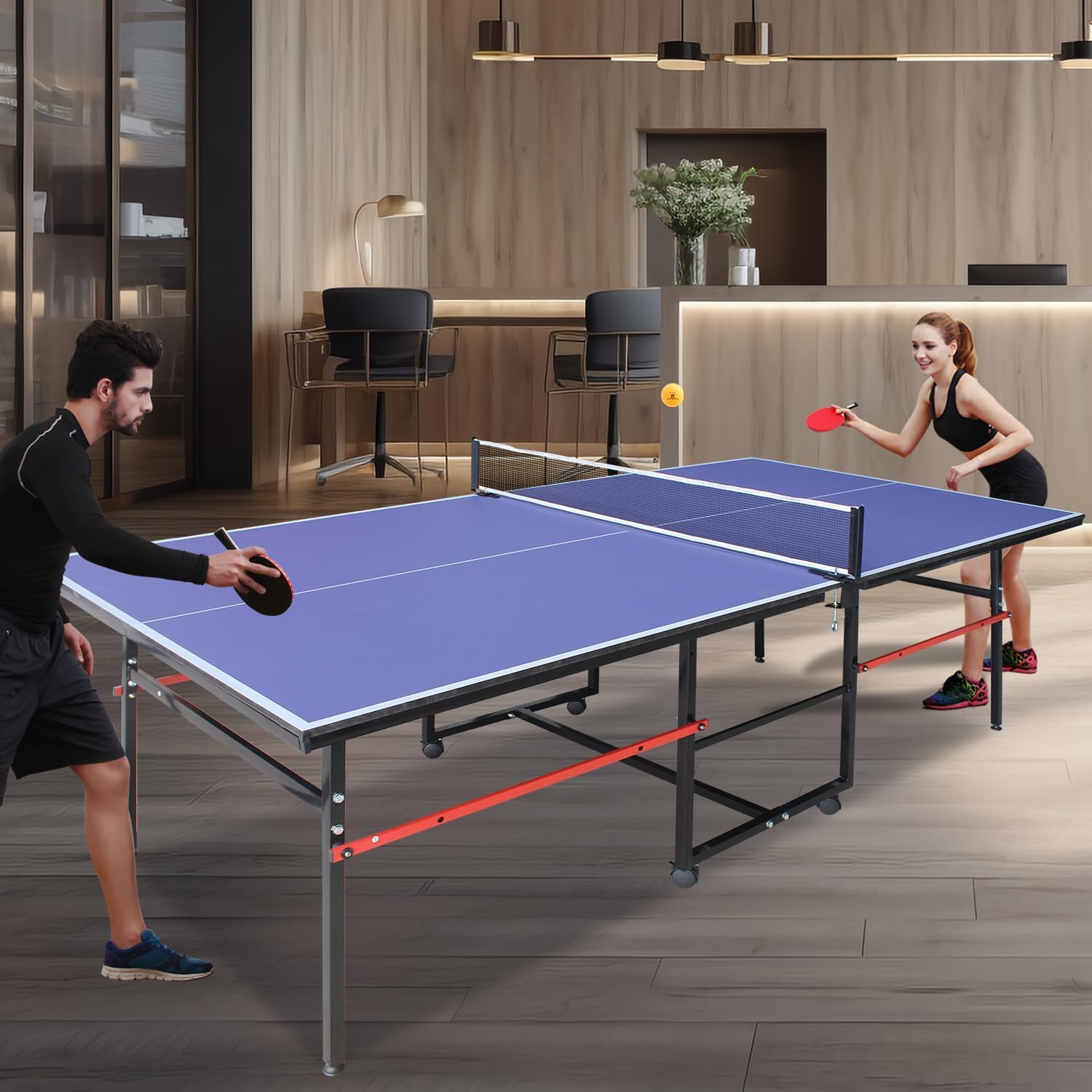 8 ft Portable Ping Pong Table， - Table Tennis Olympics ulasan dan harga